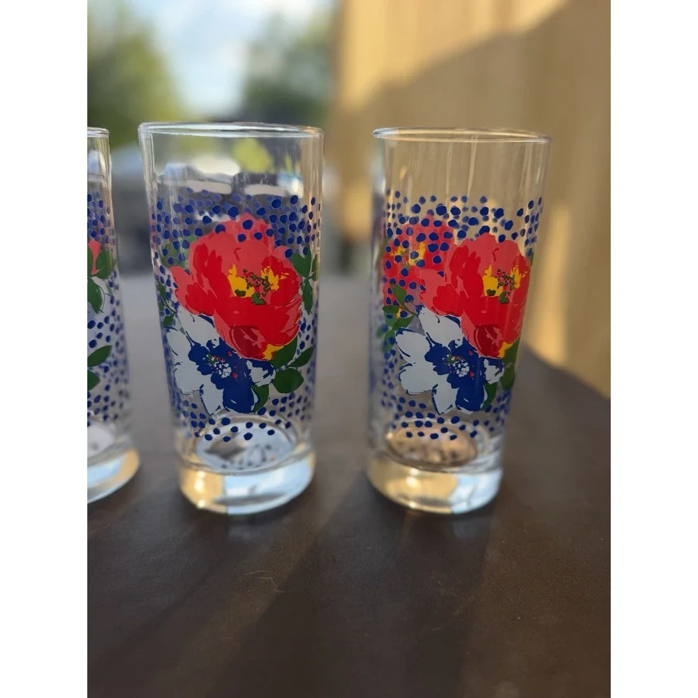 Pioneer Woman Dazzling Dahlias Floral 16 oz Drinking Glasses Set Of 4
